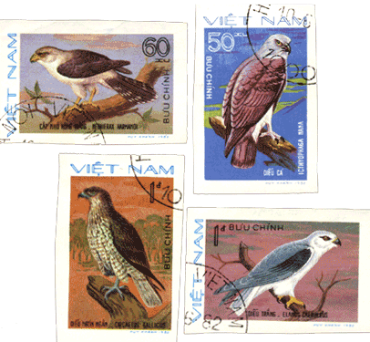 Хищные птицы на почтовых марках Вьетнама