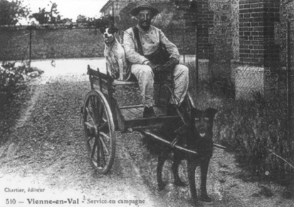 Почтовая открытка с изображением почтовой тележки