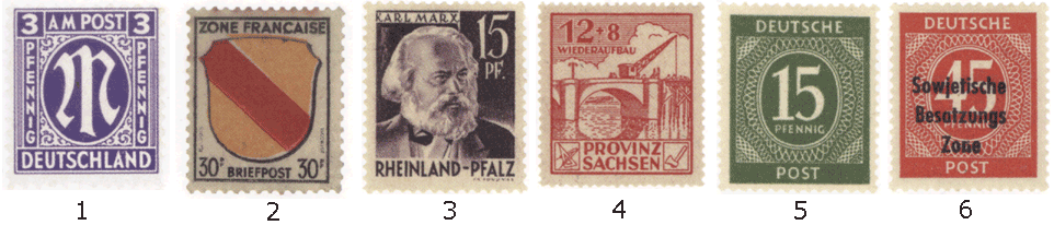 Послевоенная Германия почтовые марки