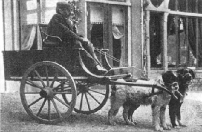 Почтальон на почтовой тележке