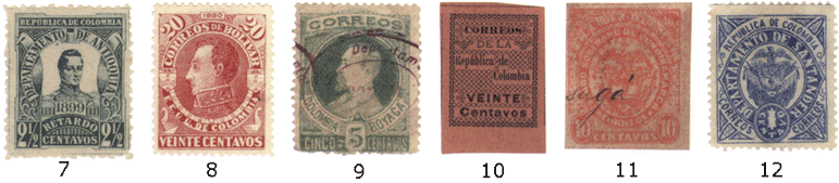 Колумбия первые почтовые марки