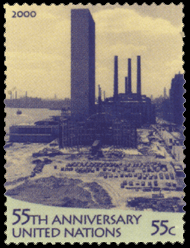 марки с изображением ее штаб-квартиры ООН