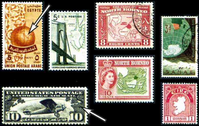 Ошибки на географических картах в почтовых миниатюрах