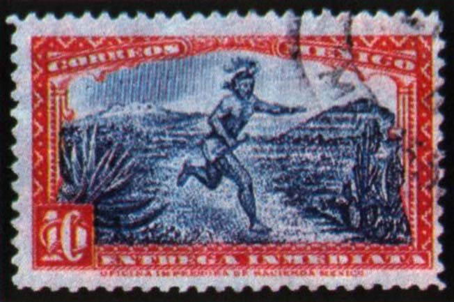 на почтовой марке гонец с писомом