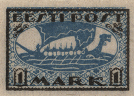 Корабль викингов на ранней эстонской марке