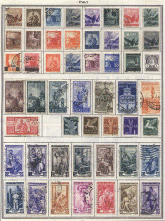 Страница из печатного альбома начинающего коллекционера, 1950 гг.