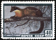 куница на почтовой марке