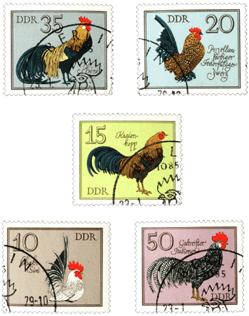 Марки ГДР петушки